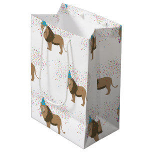 Sacola Para Presentes Média Lion Jungle Partilhando Animais com Festa