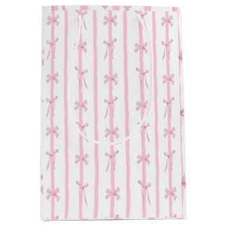 Sacola Para Presentes Média Listra de Fita Rosa Fofa