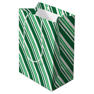 Sacola Para Presentes Média Listra de Hortelã Verde