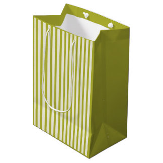 Sacola Para Presentes Média Listra Moderna em Limão Verde