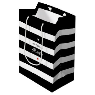 Sacola Para Presentes Média Listras Brancas Negras