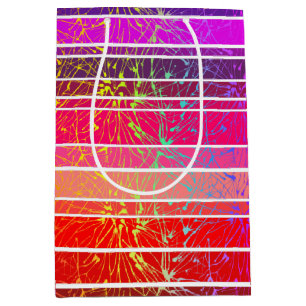 Sacola Para Presentes Média Listras Coloridas, Rosa e Roxo, Fogos de Artifício