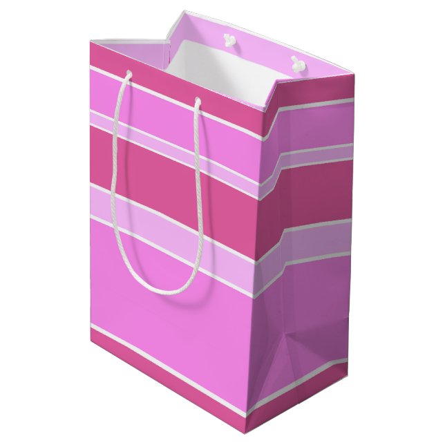 Sacola Para Presentes Média Listras cor-de-rosa (Verso inclinado)