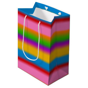 Sacola Para Presentes Média Listras de Gradiente de Arco-íris Multicolorido Vi