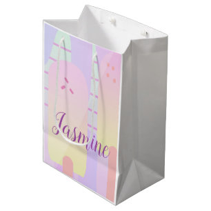 Sacola Para Presentes Média Listras de Pirulito de Gelo Ombre Pastel