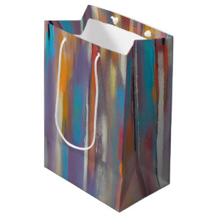 Sacola Para Presentes Média Listras de tinta colorida