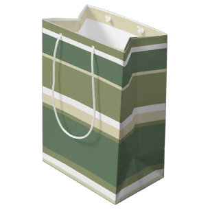 Sacola Para Presentes Média listras de verde-oliva
