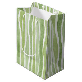 Sacola Para Presentes Média Listras Onduladas de Creme Verde Limão