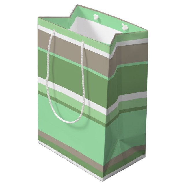 Sacola Para Presentes Média Listras verdes claras (Verso inclinado)