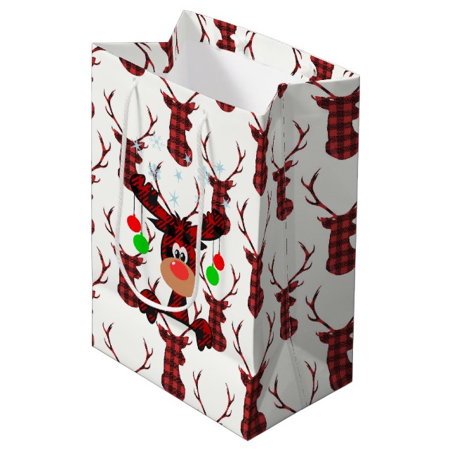 Sacola Para Presentes Média Little Red Moose (Frente inclinada)