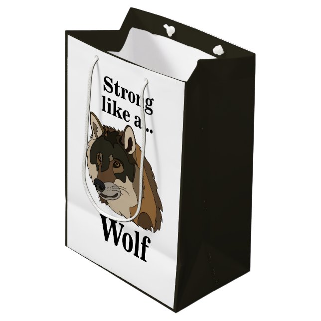 Sacola Para Presentes Média Lobo Cinzento (Frente inclinada)