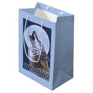 Sacola Para Presentes Média Lobo cinzento HowlingWyoming