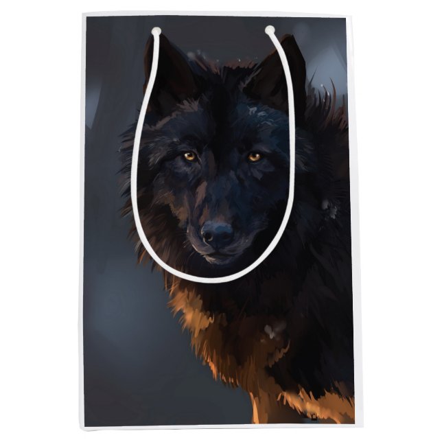 Sacola Para Presentes Média Lobo negro (Frente)
