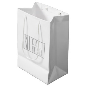 Sacola Para Presentes Média Logotipo cinzento moderno do inicial & o conhecido