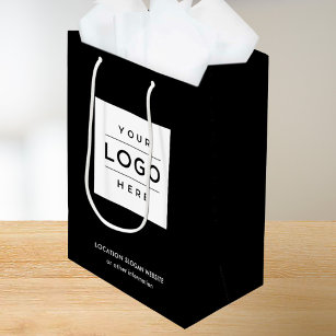 Sacola Para Presentes Média Logotipo comercial personalizado Marca preta