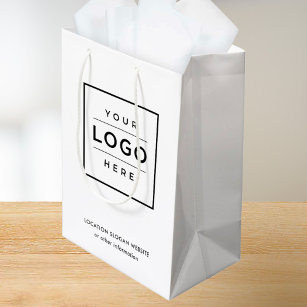 Sacola Para Presentes Média Logotipo comercial personalizado preto e branco