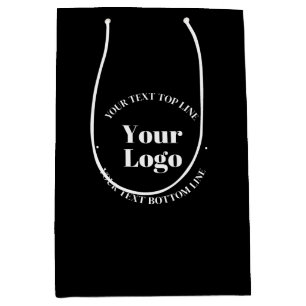 Sacola Para Presentes Média Logotipo da sua empresa e Modelo de texto personal