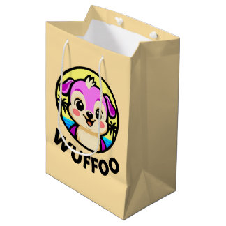 Sacola Para Presentes Média Logotipo de animação do cachorrinho Kawaii da Wuff