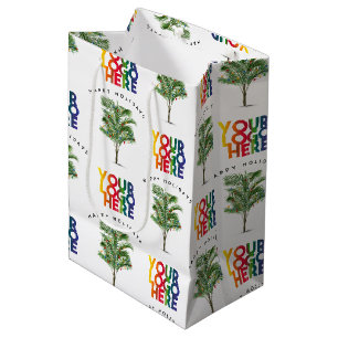 Sacola Para Presentes Média Logotipo de Negócios de Palmeira Cartão de Natal F