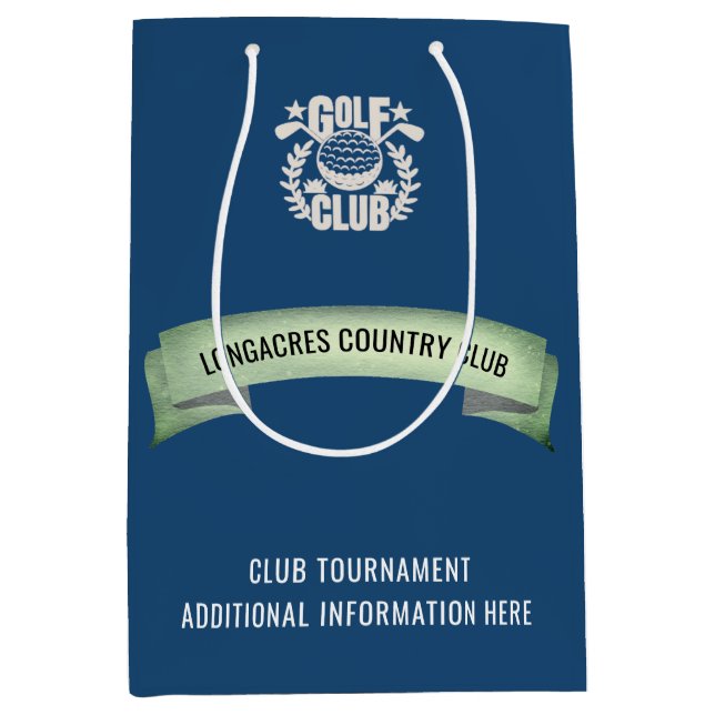Sacola Para Presentes Média Logotipo do Evento de Torneio de Golfe de Clube /  (Frente)