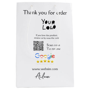 Sacola Para Presentes Média logotipo do site de revisão do Google scanear códi