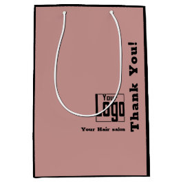 Sacola Para Presentes Média Logotipo Elegante Obrigado! Salão de Cabelo Rosa P