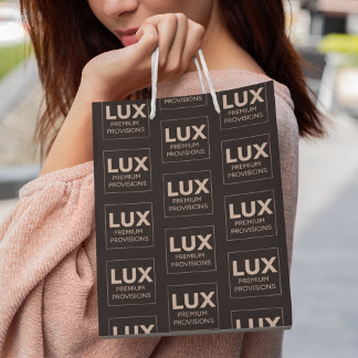 Sacola Para Presentes Média Logotipo empresarial preto minimalista em todo o I