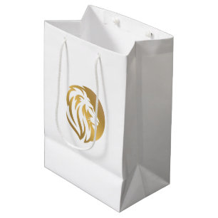 Sacola Para Presentes Média Logotipo Leão Leão Dourado Simples