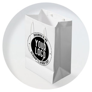 Sacola Para Presentes Média Logotipo ou Design da sua empresa Texto editável