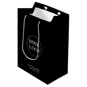Sacola Para Presentes Média Logotipo Personalizado Preto Empresarial