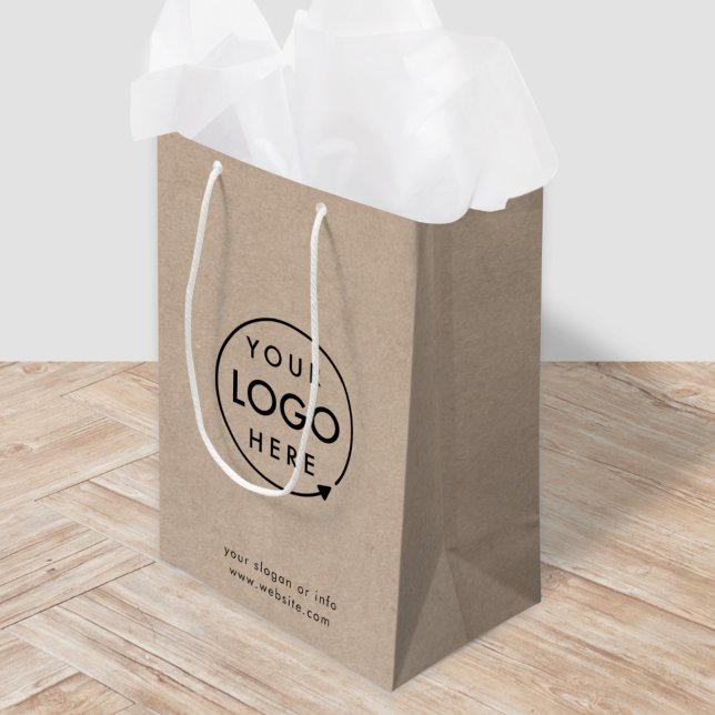 Sacola Para Presentes Média Logotipo Rustic Kraft | Business Modern Natural (
Rustic Kraft company branded gift bags for small business gifting, brand events & promotional swag.)