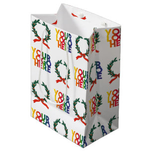 Sacola Para Presentes Média Logotipo Simples de Natal para Empresa Coroa Vinta