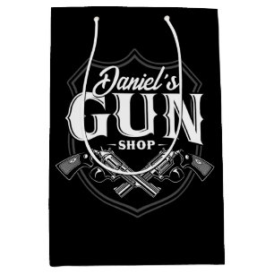 Sacola Para Presentes Média Loja de Armas Revolvers Antigos Personalizados NOM