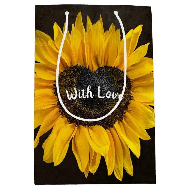 Sacola Para Presentes Média Love Heart Sunflower (Frente)