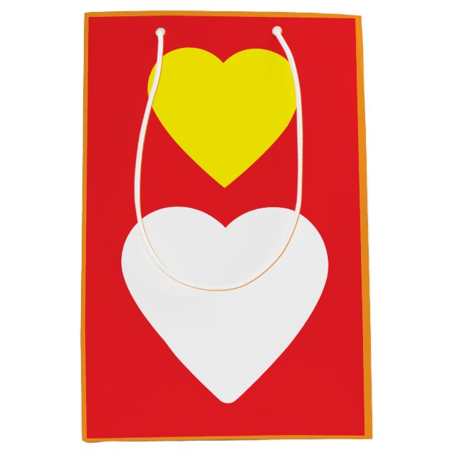 Sacola Para Presentes Média Love Hearts on Bright Red Classical Unique Simple (Frente)