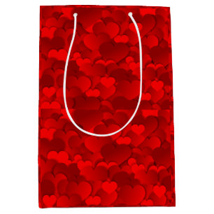 Sacola Para Presentes Média Love Hearts Texture Red Pattern-19909