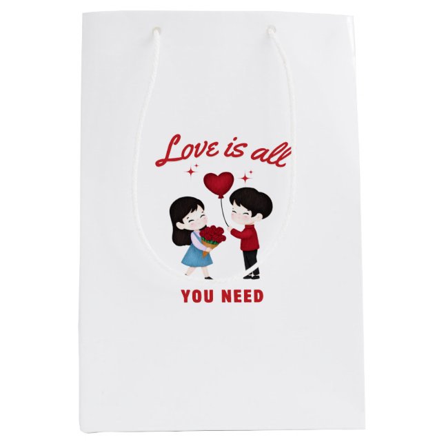Sacola Para Presentes Média Love Is All You Need (Frente)