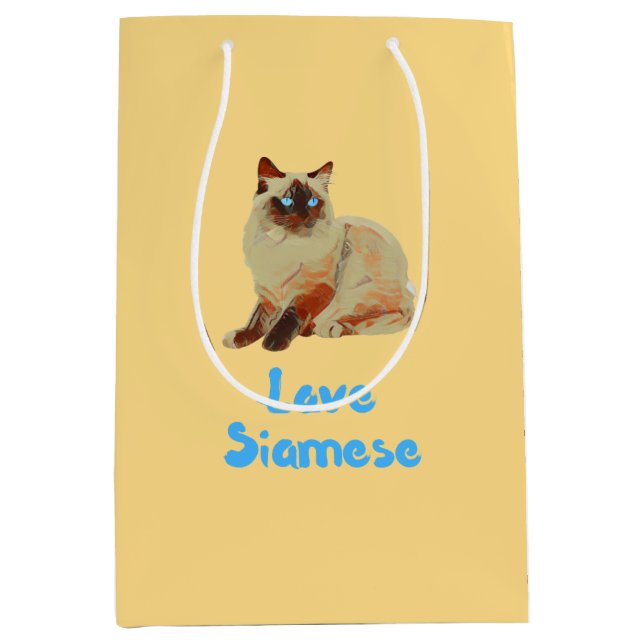 Sacola Para Presentes Média Love Siamese Cats (Frente)