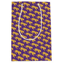LSU Tigers Gift Bag - Impressão de Tigre Roxo e Do