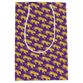 Sacola Para Presentes Média LSU Tigers Gift Bag - Impressão de Tigre Roxo e Do