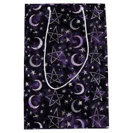 Sacola Para Presentes Média Lua gótica oculta e pentagramas