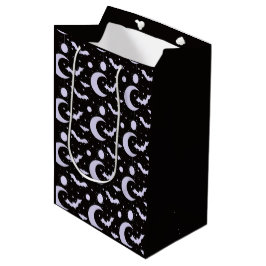 Sacola Para Presentes Média Luás Crescentes, Aranhas e Morcegos Preto Hallowee