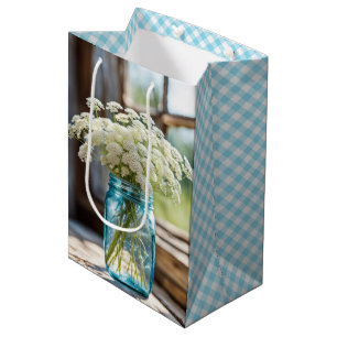 Sacola Para Presentes Média Lugar da Rainha Anne em Aqua Mason Jar