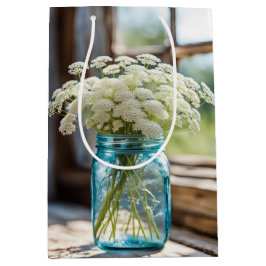 Sacola Para Presentes Média Lugar da Rainha Anne em Aqua Mason Jar