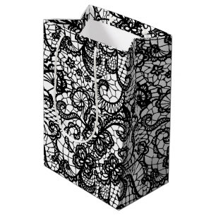 Sacola Para Presentes Média Lugar Preto em Branco