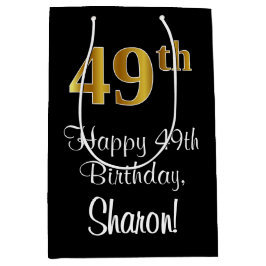 Sacola Para Presentes Média Luxuoso, Elegante, Faux Dourado Olha 49º aniversár