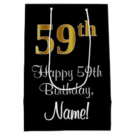 Sacola Para Presentes Média Luxuoso, Elegante, Faux Dourado Olha 59º aniversár