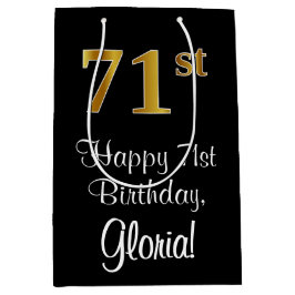 Sacola Para Presentes Média Luxuoso, Elegante, Faux Dourado Olha 71rua Anivers