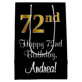 Sacola Para Presentes Média Luxuoso, Elegante, Faux Dourado Olha 72º aniversár