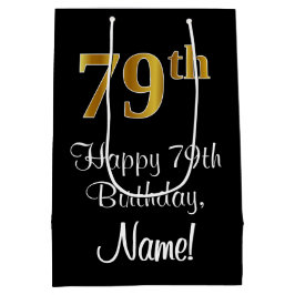 Sacola Para Presentes Média Luxuoso, Elegante, Faux Dourado Olha 79º aniversár